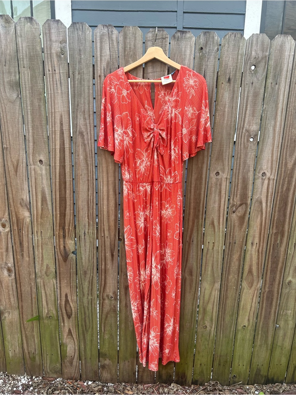 Anthropologie x Farm Rio Jacobella Red floral stretchy jumpsuit size small